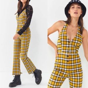Urban outfitters nico plaid halter jumpsuit